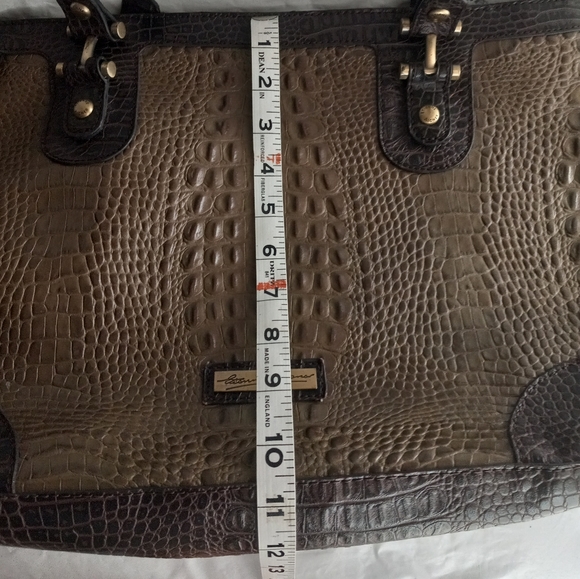 Etienne Aigner Olive Green Croc Embossed Leather Tote Bag